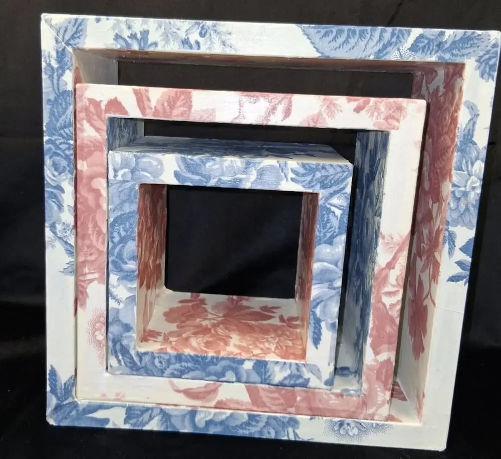 Handmade Nesting Shadow Boxes - Set of 3 Upcycled Wood Cube Wall Shelves